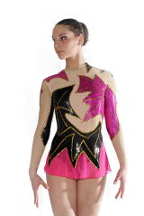 Classy rhythmic gymnastics wear, great combination pink, black and sequins